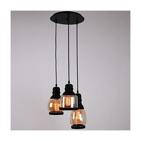 Antique Glass Shade 3 Light Artistic Minimalist Pendant