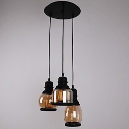 Antique Glass Shade 3 Light Artistic Minimalist Pendant
