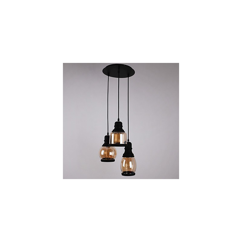 Antique Glass Shade 3 Light Artistic Minimalist Pendant