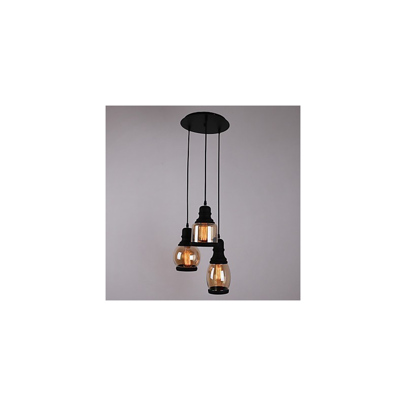 Antique Glass Shade 3 Light Artistic Minimalist Pendant