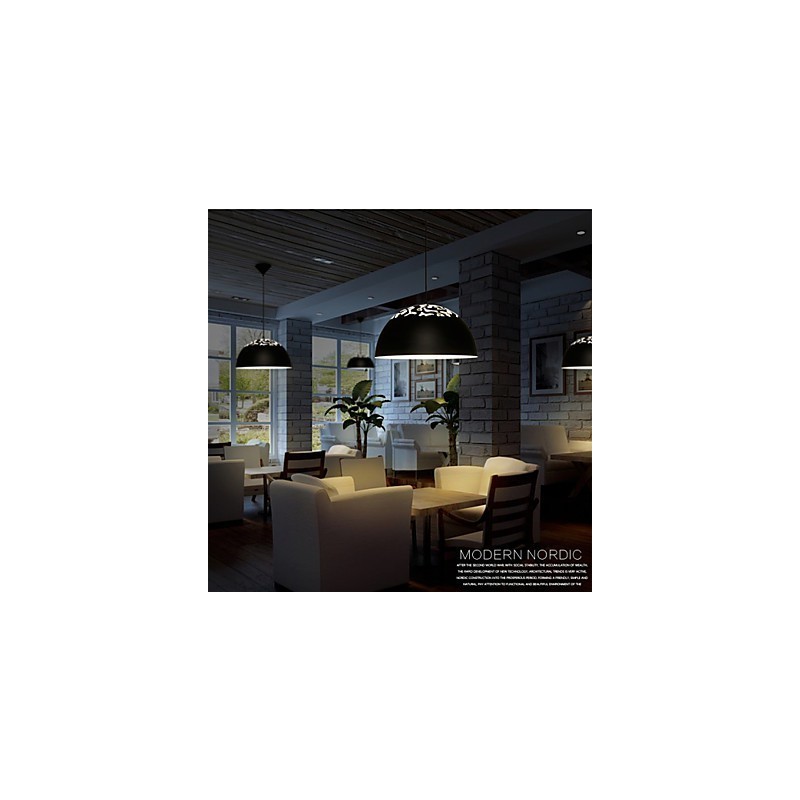 Vintage Style Minimalist 1 Light Pendant with Carved Shade Pendant Light