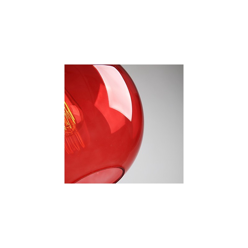 Modern Glass Pendant Light in Round Red Bubble Design