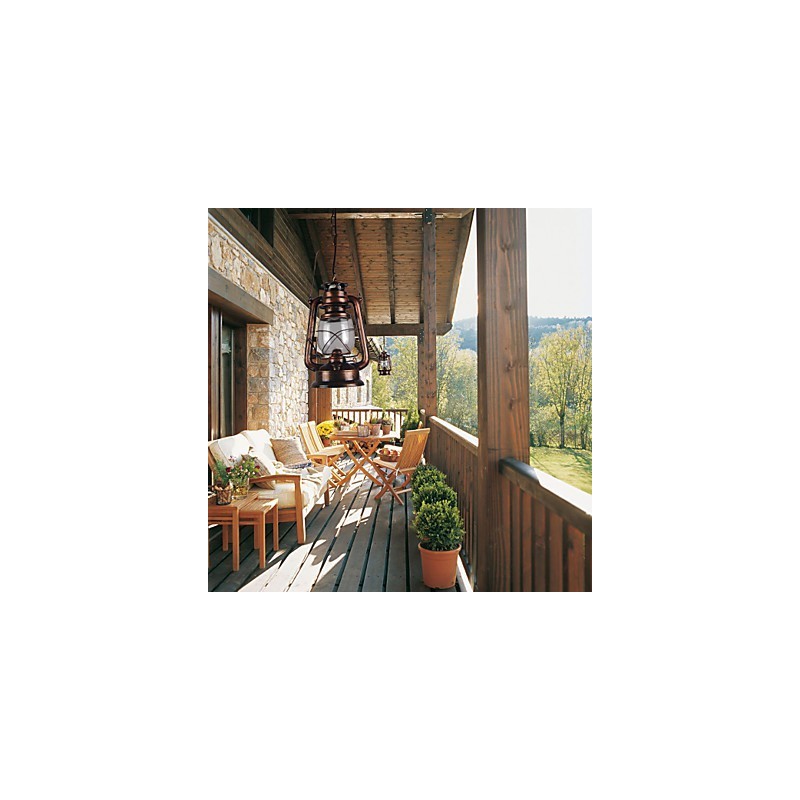 Country Lantern Mini Style Bronze Pendant Light