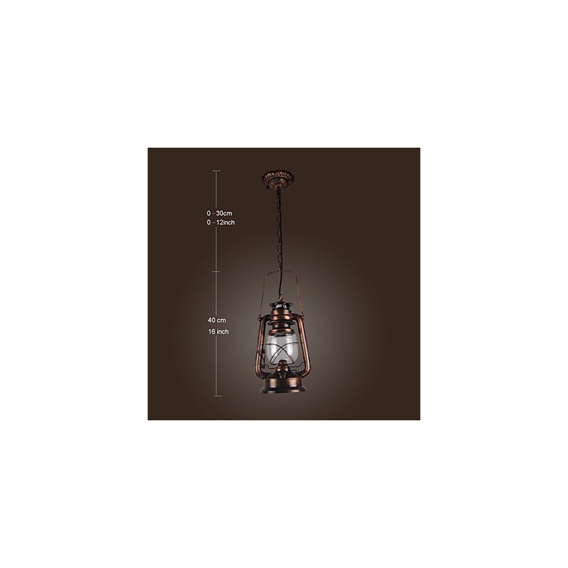 Country Lantern Mini Style Bronze Pendant Light