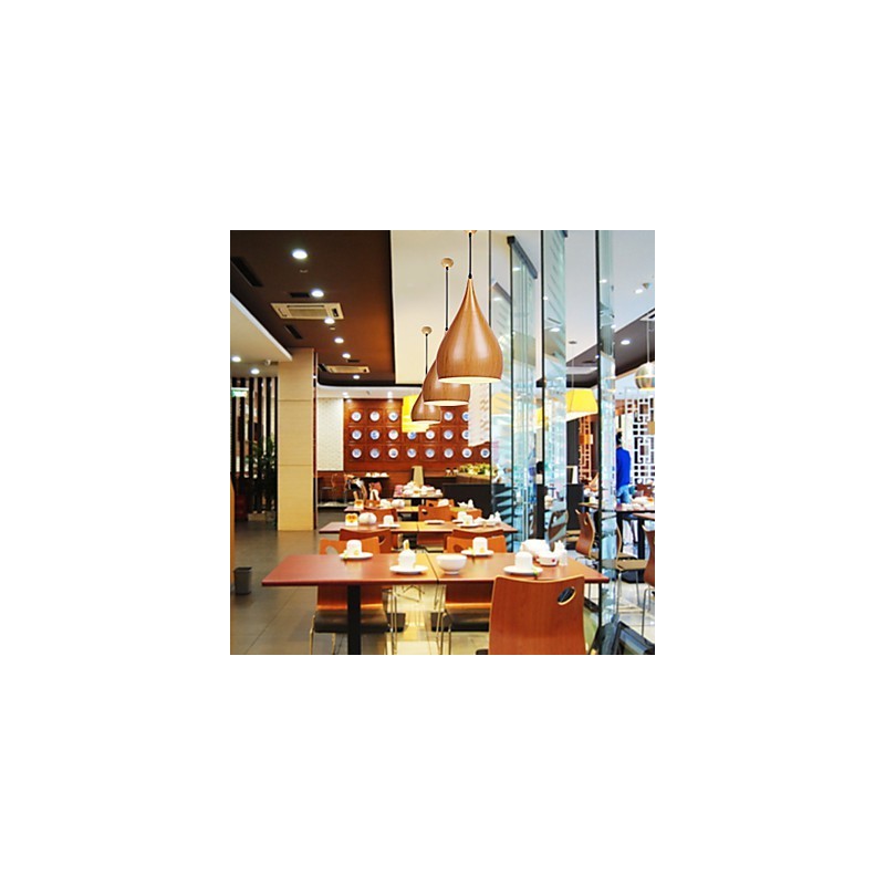 Retro Pendant Light Wood Grain Metal Cafe pendant lamps