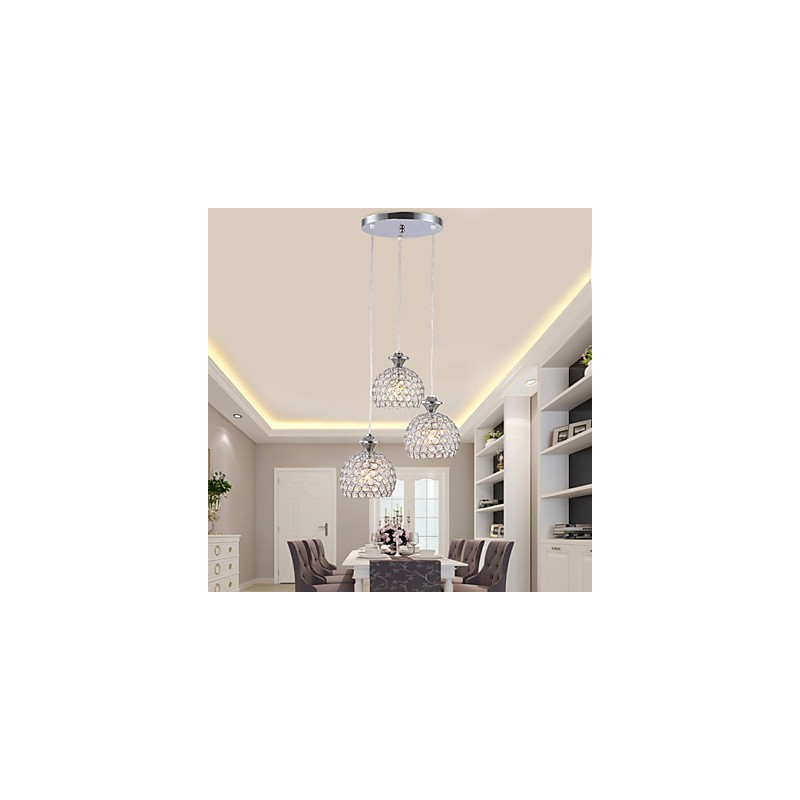 3 Heads Modern Contemporary Crystal Pendant Light