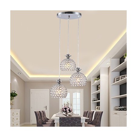 3 Heads Modern Contemporary Crystal Pendant Light
