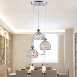 3 Heads Modern Contemporary Crystal Pendant Light