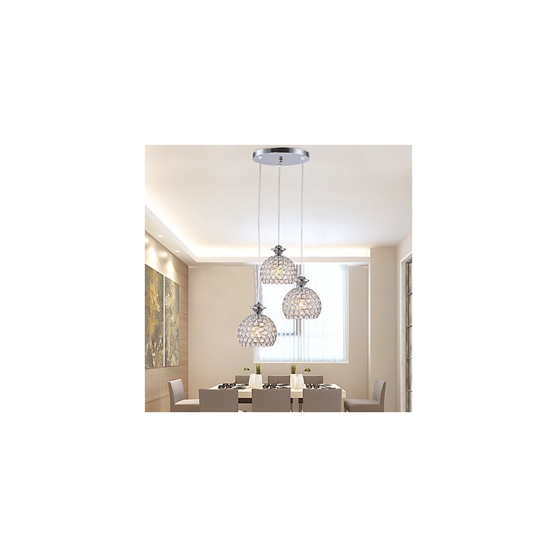 3 Heads Modern Contemporary Crystal Pendant Light