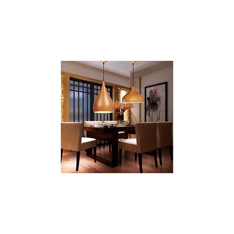 Retro Pendant Light Wood Grain Metal Cafe pendant lamps