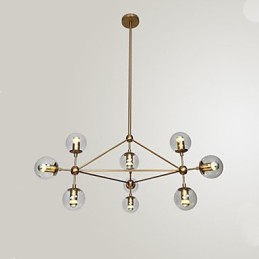 Golden Beans Chandelier 10 Light with Glass Shade