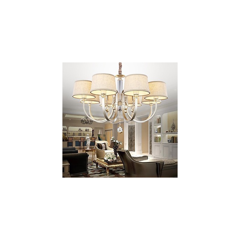 Country Crystal Silver Metal Chandelier