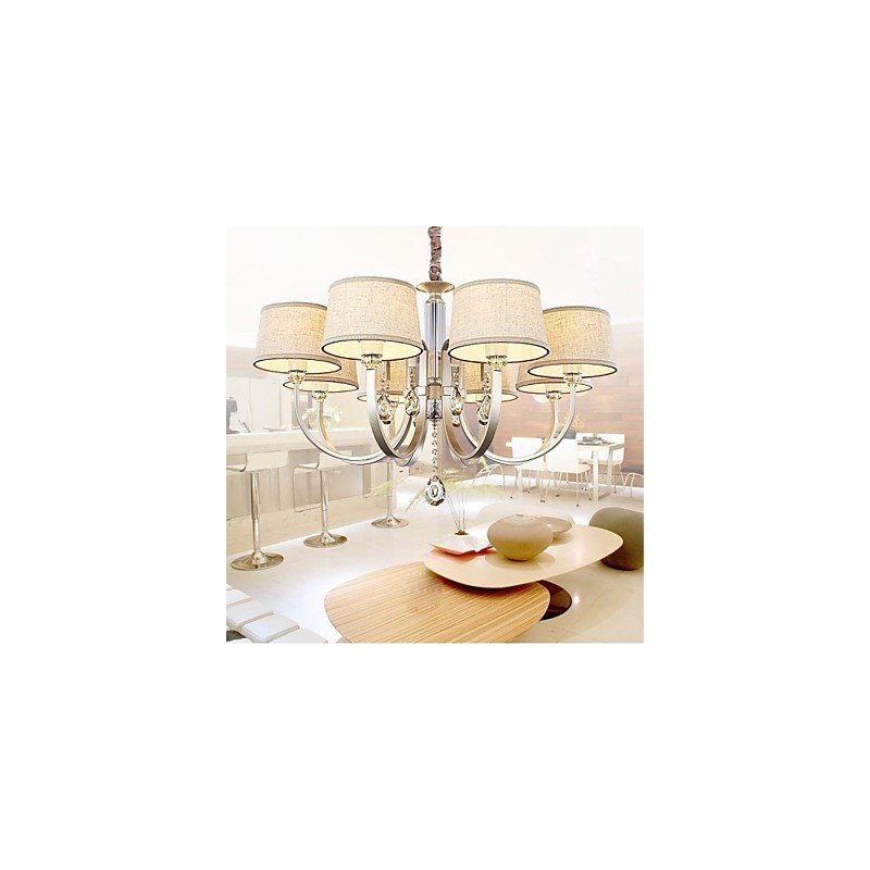 Country Crystal Silver Metal Chandelier