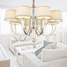 Country Crystal Silver Metal Chandelier