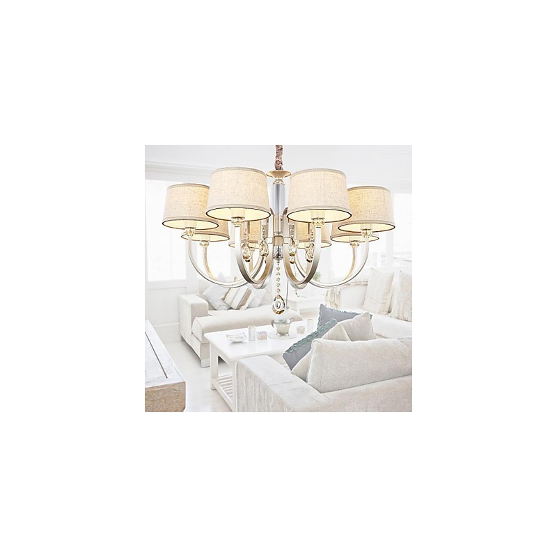 Country Crystal Silver Metal Chandelier