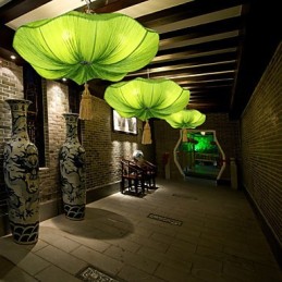 Cloth Art Romantic Imitation Of Classical Droplight Southeast Asia Lotus Lantern Lamp Light