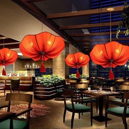 Cloth Art Romantic Imitation Of Classical Droplight Southeast Asia Lotus Lantern Lamp Light