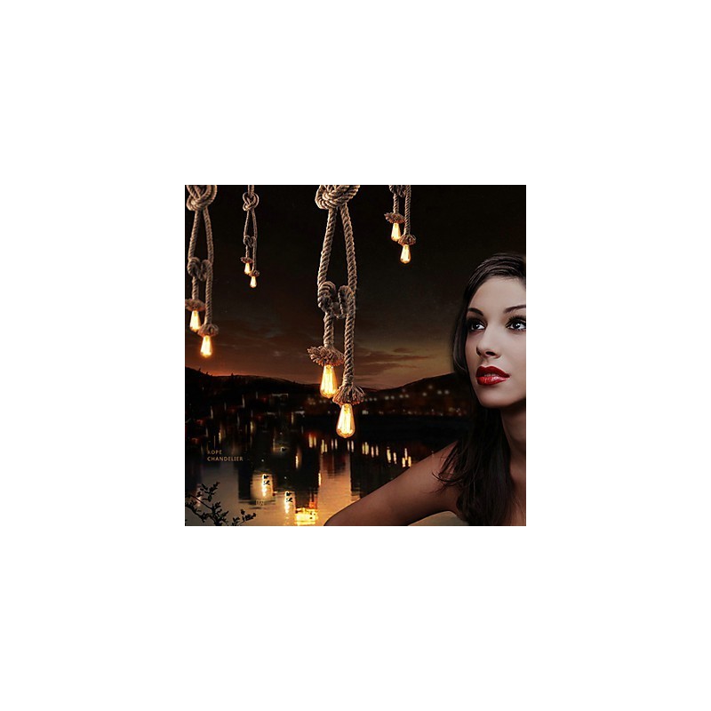 Creative multifunction hemp rope chandelier