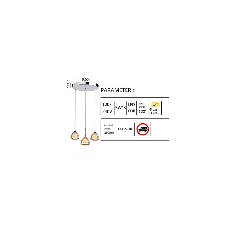 3 Light Two layer Pendant Island Light Crack Glass Polished Chrome