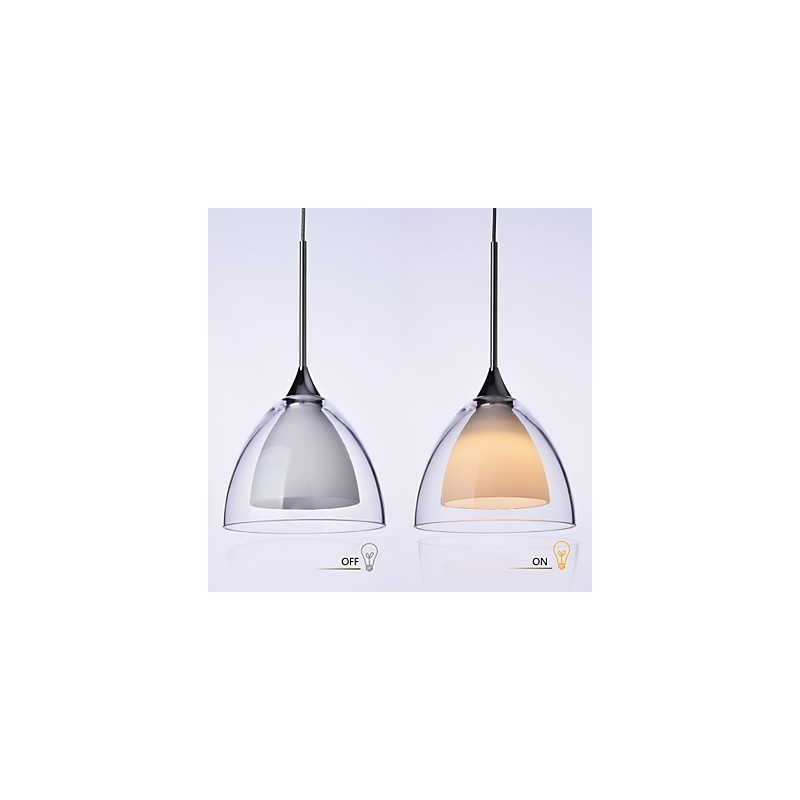 1 Light Two layer Pendant Island Light Clear Glass Polished Chrome