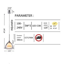 1 Light Two layer Pendant Island Light Clear Glass Polished Chrome