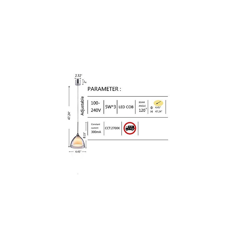 1 Light Two layer Pendant Island Light Clear Glass Polished Chrome