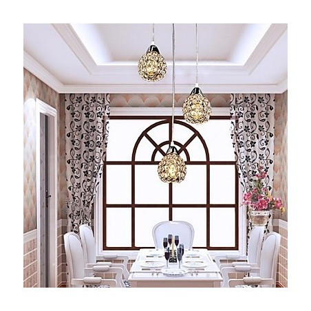Modern Contemporary Crystal Electroplated Metal Pendant Light