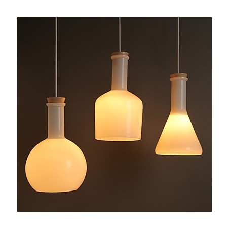 Contemporary And Contracted Creative Magic White Glass Bottle Line Droplight