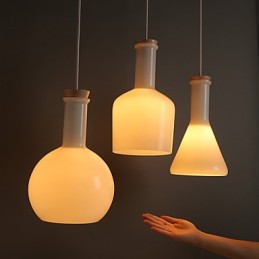 Contemporary And Contracted Creative Magic White Glass Bottle Line Droplight
