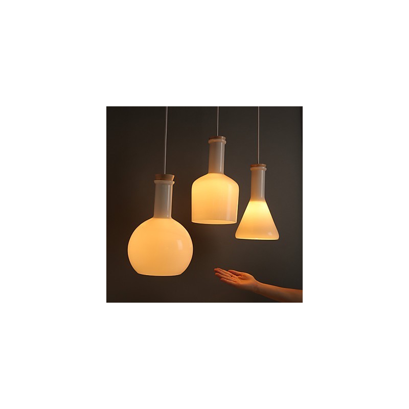 Contemporary And Contracted Creative Magic White Glass Bottle Line Droplight