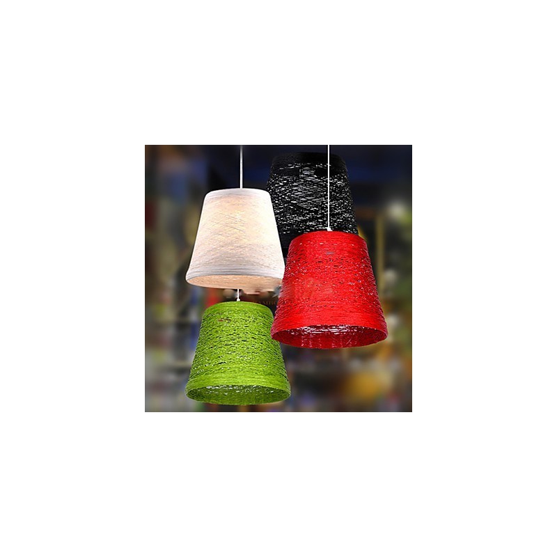 Modern Rural Cany Art Woven Rattan Single Head Droplight Lamp