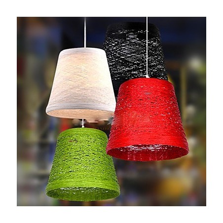 Modern Rural Cany Art Woven Rattan Single Head Droplight Lamp
