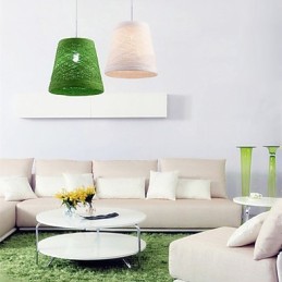 Modern Rural Cany Art Woven Rattan Single Head Droplight Lamp