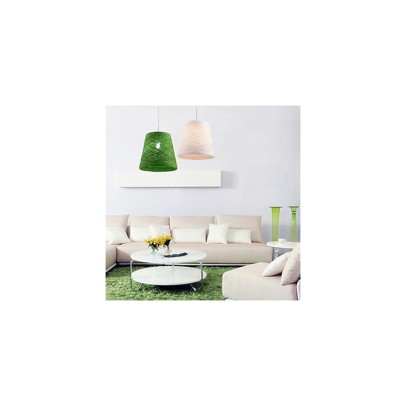 Modern Rural Cany Art Woven Rattan Single Head Droplight Lamp