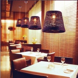 Modern Rural Cany Art Woven Rattan Single Head Droplight Lamp