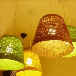 Modern Rural Cany Art Woven Rattan Single Head Droplight Lamp