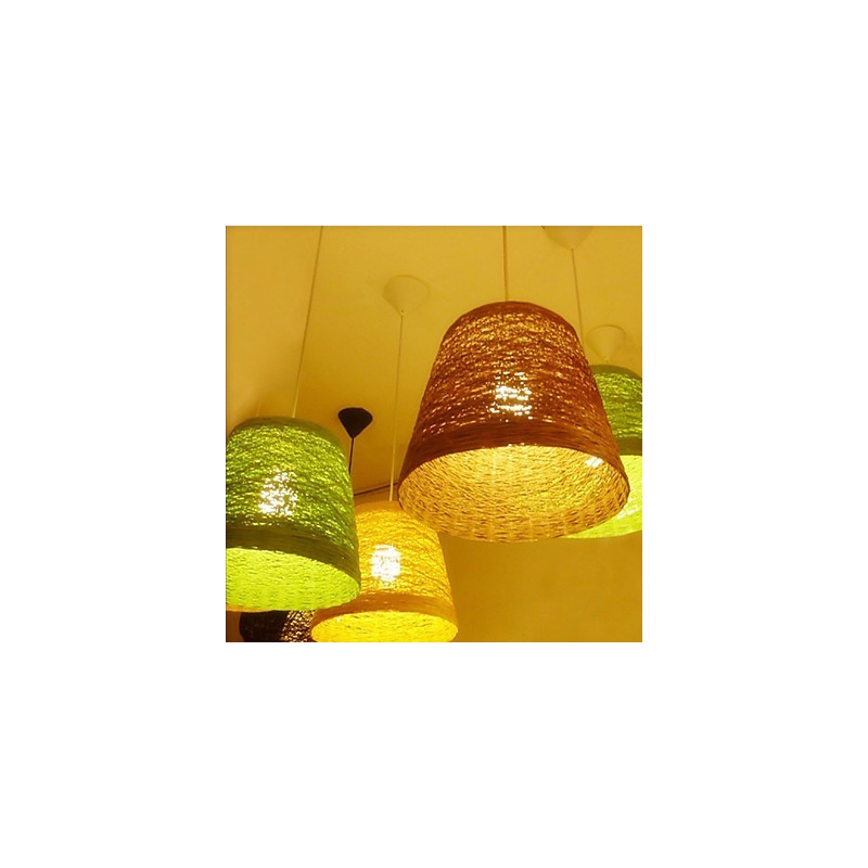 Modern Rural Cany Art Woven Rattan Single Head Droplight Lamp