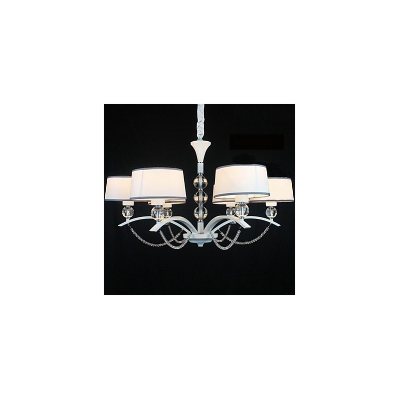 Modern Contemporary Crystal Chrome Fabric Chandelier