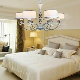 Modern Contemporary Crystal Chrome Fabric Chandelier