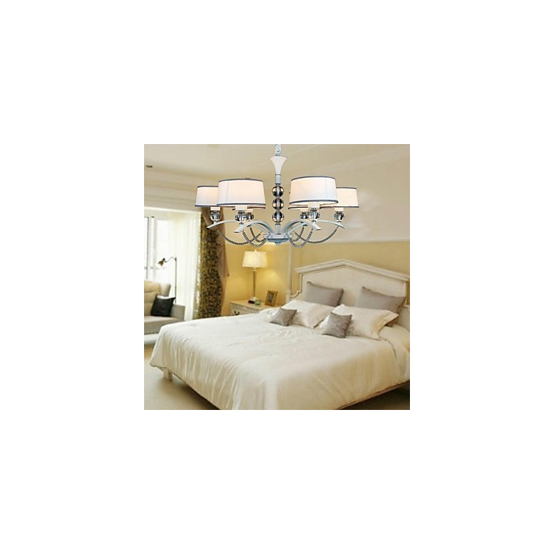 Modern Contemporary Crystal Chrome Fabric Chandelier