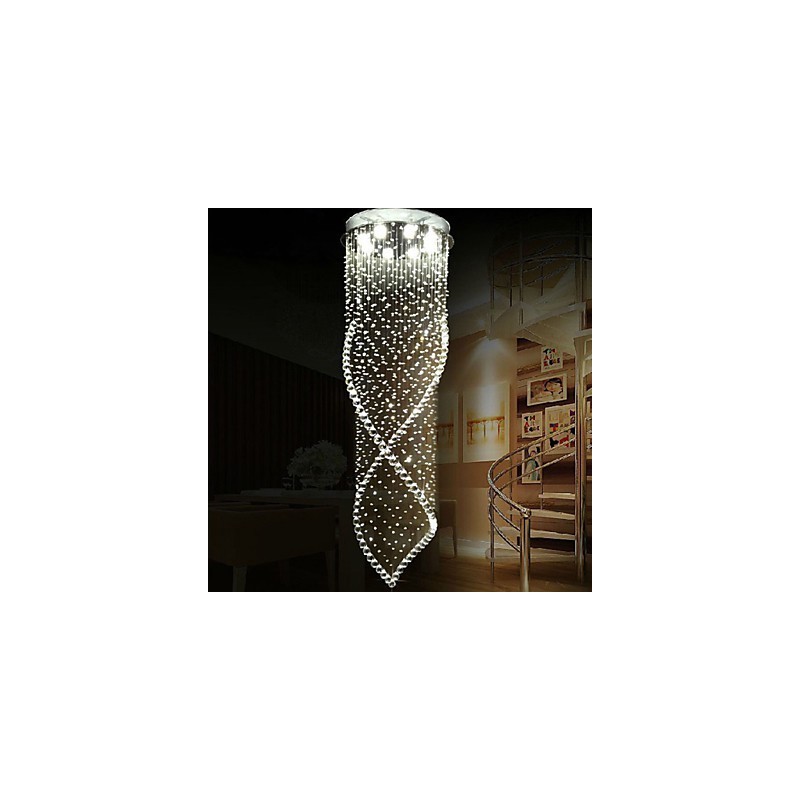 Crystal Chandelier Pendant Lighting Hanging Ceiling Lamps Fixtures with Clear K9 Crystal and Silver Canopy