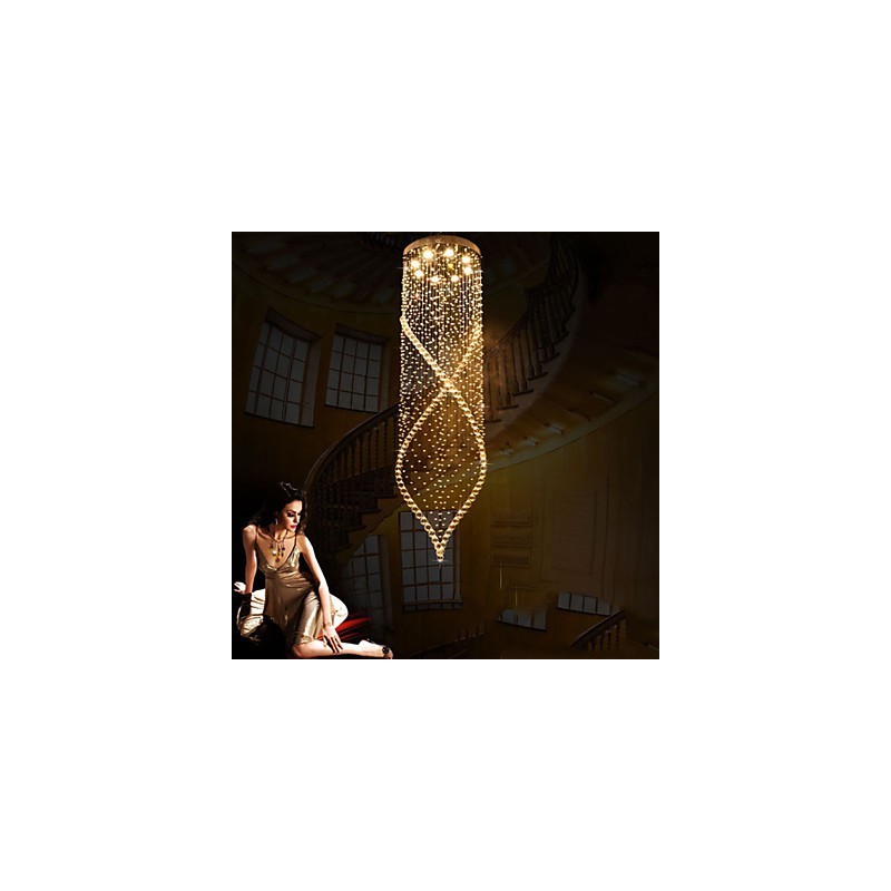 Crystal Chandelier Pendant Lighting Hanging Ceiling Lamps Fixtures with Clear K9 Crystal and Silver Canopy