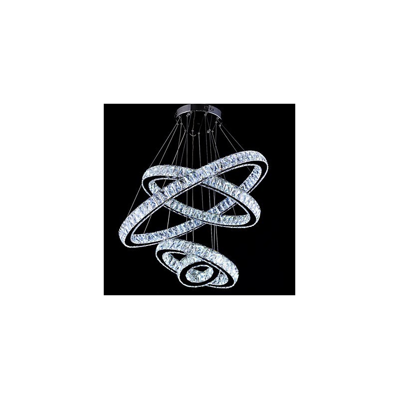 Crystal Pendant Light Ceiling Lamp Chandelier Lighting Fixtures with 4 Rings