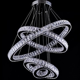 Crystal Pendant Light Ceiling Lamp Chandelier Lighting Fixtures with 4 Rings