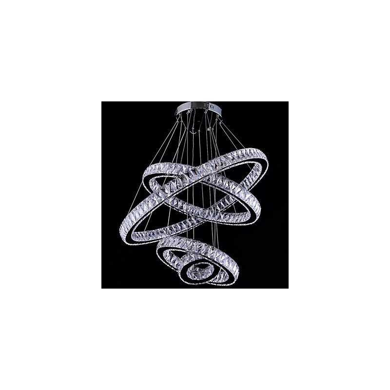 Crystal Pendant Light Ceiling Lamp Chandelier Lighting Fixtures with 4 Rings
