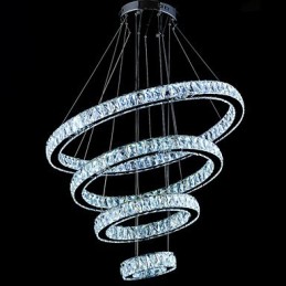 Crystal Pendant Light Ceiling Lamp Chandelier Lighting Fixtures with 4 Rings