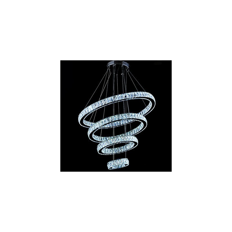 Crystal Pendant Light Ceiling Lamp Chandelier Lighting Fixtures with 4 Rings