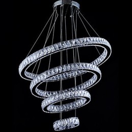 Crystal Pendant Light Ceiling Lamp Chandelier Lighting Fixtures with 4 Rings