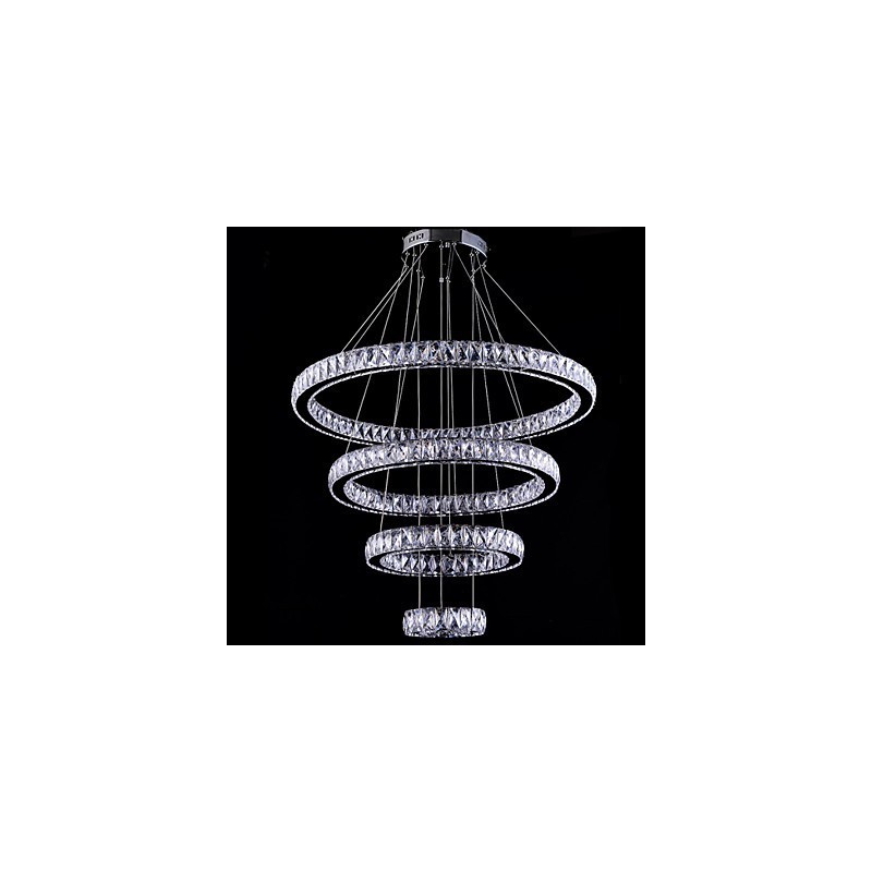Crystal Pendant Light Ceiling Lamp Chandelier Lighting Fixtures with 4 Rings