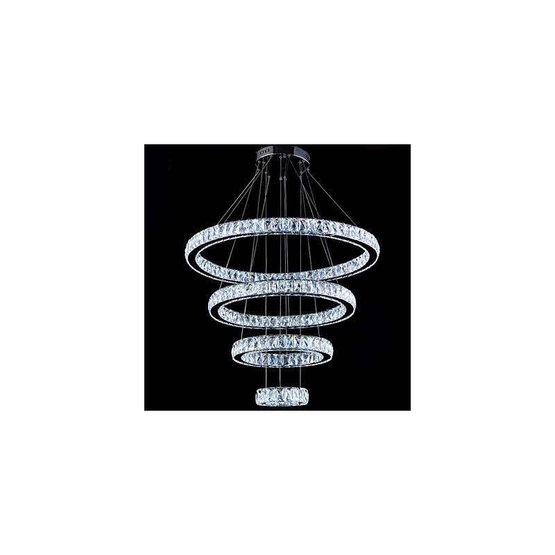 Crystal Pendant Light Ceiling Lamp Chandelier Lighting Fixtures with 4 Rings
